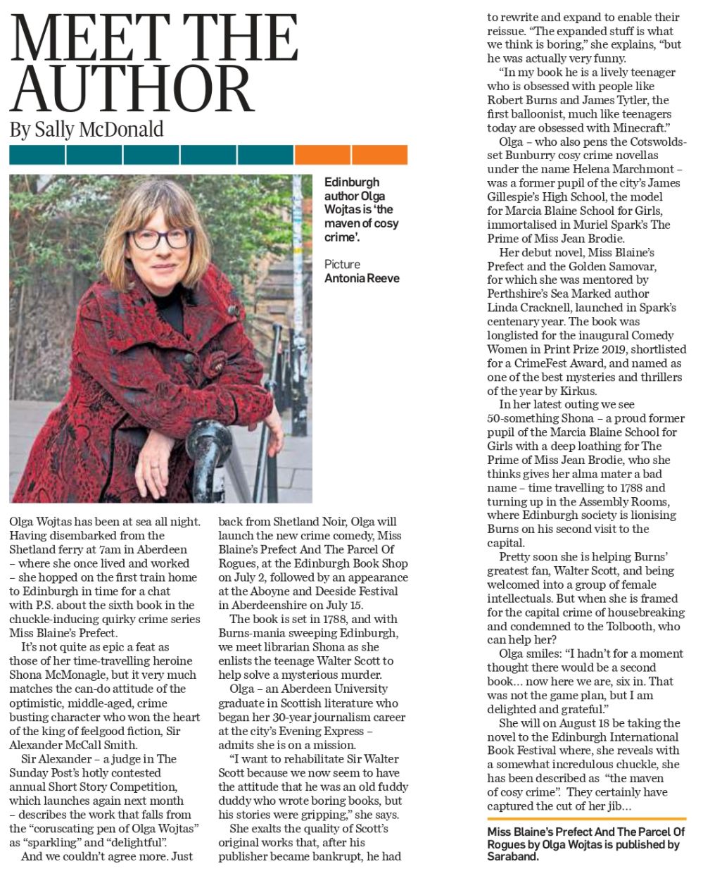 Many thanks to Sally McDonald for the interview in the Sunday Post.